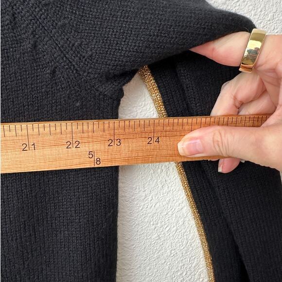 NWT Bella Freud Billie Jean Metallic Gold Stripe Turtleneck Sweater Black M - Picture 15 of 16